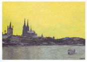 Köln Postkarte Kölnpanorama Gelb