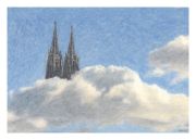 Köln Postkarte Dom in den Wolken